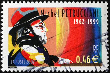 Michel Petrucciani on french postage stamp - obrazy, fototapety, plakaty
