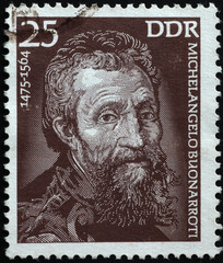 Michelangelo Buonarroti on german postage stamp