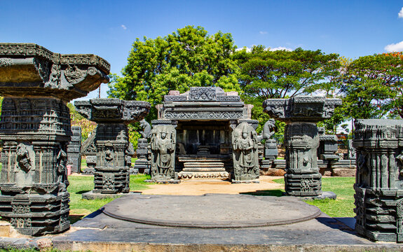 Medieval period stone carvedtemple in Warangal  city in India