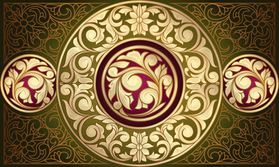 Golden ornate decorative vintage design card