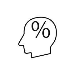 Human head with percent sign silhouette vector illustration