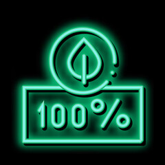 Hundred Percent neon light sign vector. Glowing bright icon Hundred Percent sign. transparent symbol illustration
