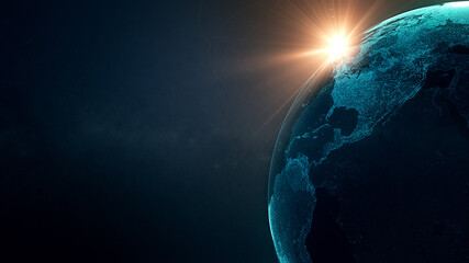 Fototapeta na wymiar Digital globe in space, futuristic global technology abstract illustration