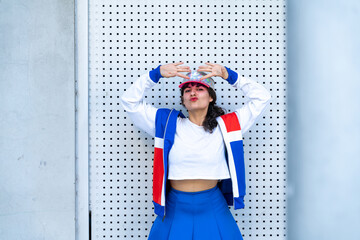 Young woman wearing retro sport outfits