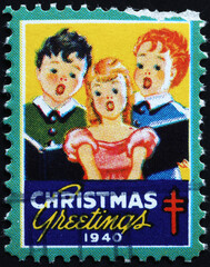 Christmas of 1940 celebrated on american stamp