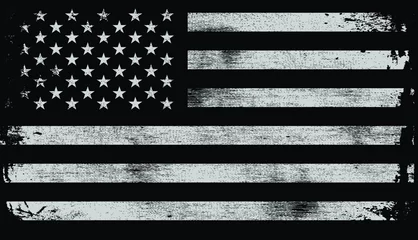 Wandcirkels plexiglas USA American grunge flag set, white isolated on black background, vector illustration. © Vik10