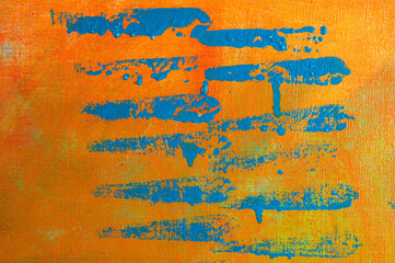 creative background, a spot of  colored primer rubbed on the surface of a linen canvas, temporary...