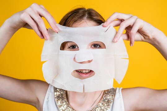 Healthy And Tender Skin. Problem Skin In Adolescents. Teen Girl Use Face Mask.