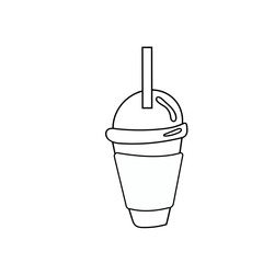 Bubble milk tea isolated on background, cute cartoon beverage icon vector illustration.