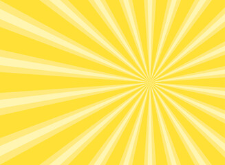 Sunlight rays horizontal background. Bright yellow color burst background.
