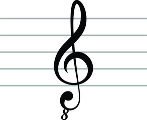 Obraz premium Black music symbol of octave clef on ledger lines