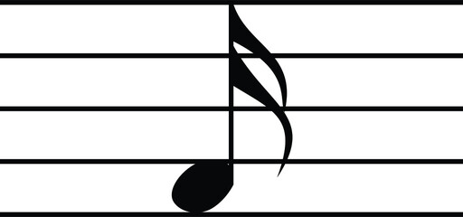 Black music sixteenth note on staff lines