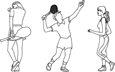 Sportsmen, tennis players, various types of sports.