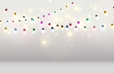 Vector illustration of a light garland on a transparent background.	
