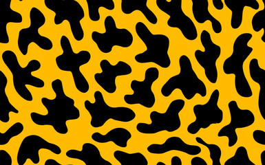Fototapeta na wymiar Abstract modern leopard seamless pattern. Animals trendy background. Orange and black decorative vector stock illustration for print, card, postcard, fabric, textile. Modern ornament of stylized ski