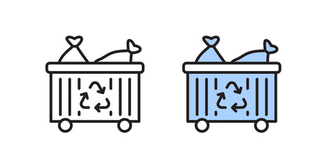 Garbage container icon. Concept of waste recycling. Simple linear symbol.