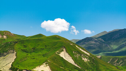 Green alpine meadows in the highlands