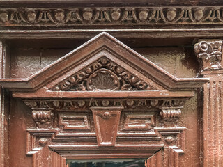 close-up. door decor element covered with paint