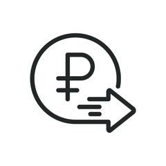 Ruble money transfers line icon. Send payment symbol concept isolated on white background. Vector illustration