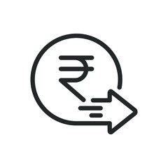 Rupee money transfers line icon. Send payment symbol concept isolated on white background. Vector illustration