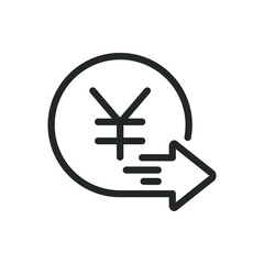 Yuan money transfers line icon. Send payment symbol concept isolated on white background. Vector illustration