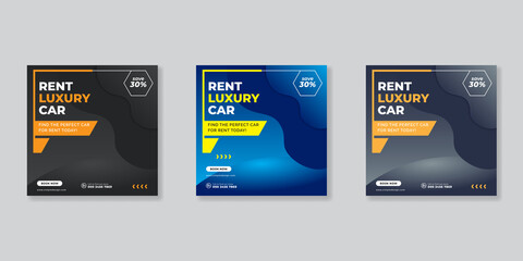 Rent a car banner for social media post template design © boskecil
