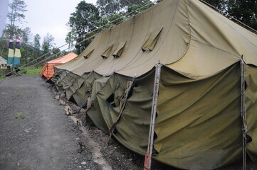 military tents or tents for refugees whose conditions were damaged by the wind.