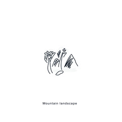 Mountain Simple Design Elements Outline Vector Illustration 