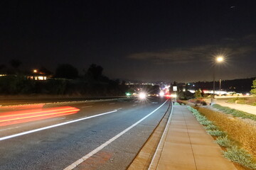 Night Time on a California City Road in Yucaipa, California