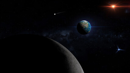 earth in space ,view of asia 3d illustration