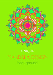 An unique mandala vector art for use. Eye catching mandala design for using in background, poster, banner or print.