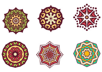 An unique set of mandala vector art for use. Eye catching mandala design for using in background, poster, banner or print.
