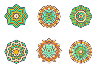 An unique set of mandala vector art for use. Eye catching mandala design for using in background, poster, banner or print.