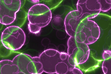 Illustrated background with simulation of human cells seen under a microscope