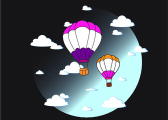 hot air balloon in night sky