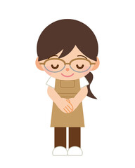 エプロン 女性 お辞儀