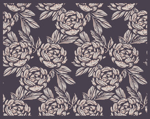 Seamless pattern with peony flowers in vintage style. Ideal for fabric printing, decoration, and many other uses