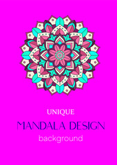 An unique mandala vector art for use. Eye catching mandala design for using in background, poster, banner or print.