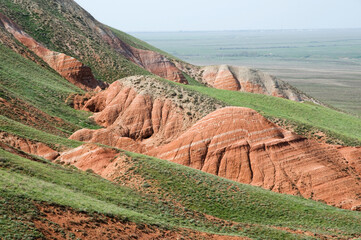 These red ancient clays of the Permian period and are 250 - 290 million years old. They're older than sandstone rocks.
Astrakhan Region, Russia