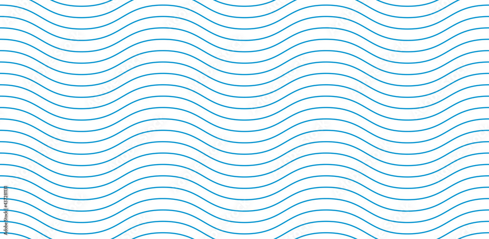 Wall mural wave pattern seamless abstract background. stripes wave pattern white and blue colors for summer vec