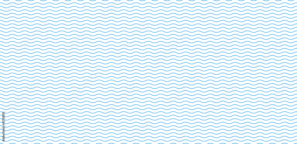 Wall mural wave pattern seamless abstract background. stripes wave pattern white and blue colors for summer vec