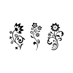 Vector silhouettes of abstract vintage flowers