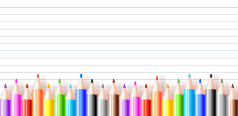 Obraz premium Colorful wooden pencils isolated on white background, panoramic background, back to school concept