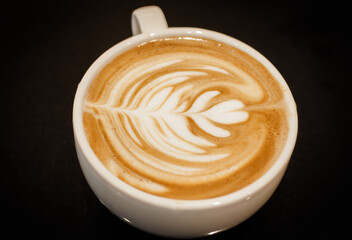 Pouring milk and preparing fresh cappuccino, coffee artist and preparation concept, Fresh morning coffee,coffee time