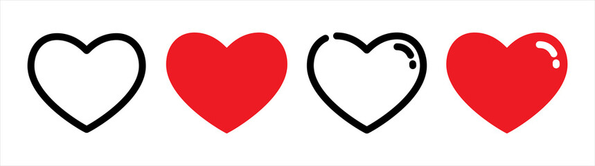 Heart icons set. Love symbol. Valentines day logo. Heart shape, lovers on Valentines day, Collection of Heart icon.