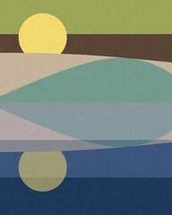 Geometric landscape generative art poster illustration