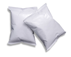 Plastic bag snack packaging isolated over white background