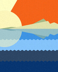 Geometric landscape generative art poster illustration