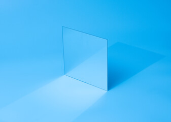 mirror framed against a blue background