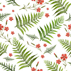 Blooming midsummer meadow seamless pattern. Realistic floral background for fashion, wallpapers, print. 